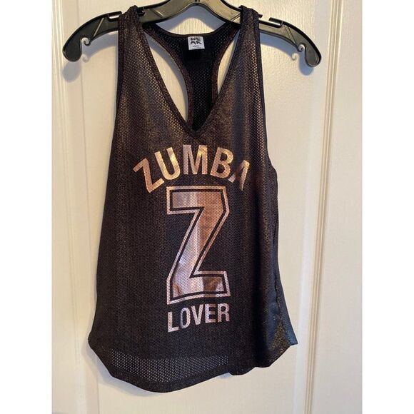 NWT Zumba XS Racerback Top with Gold Lettering - Picture 1 of 5